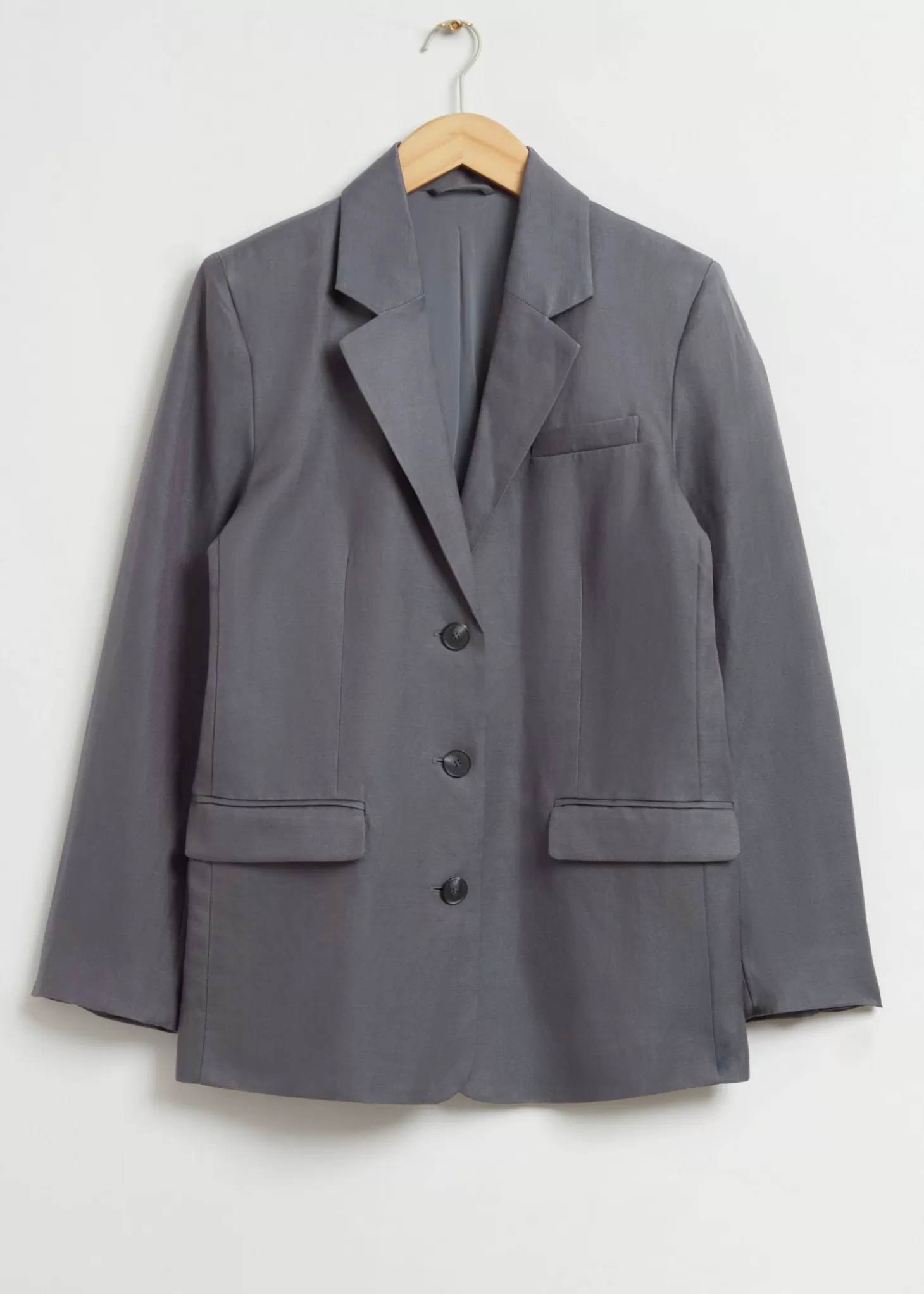 Outlet & Other Stories Afslappet Enkeltradet Silkeblazer Morkegra