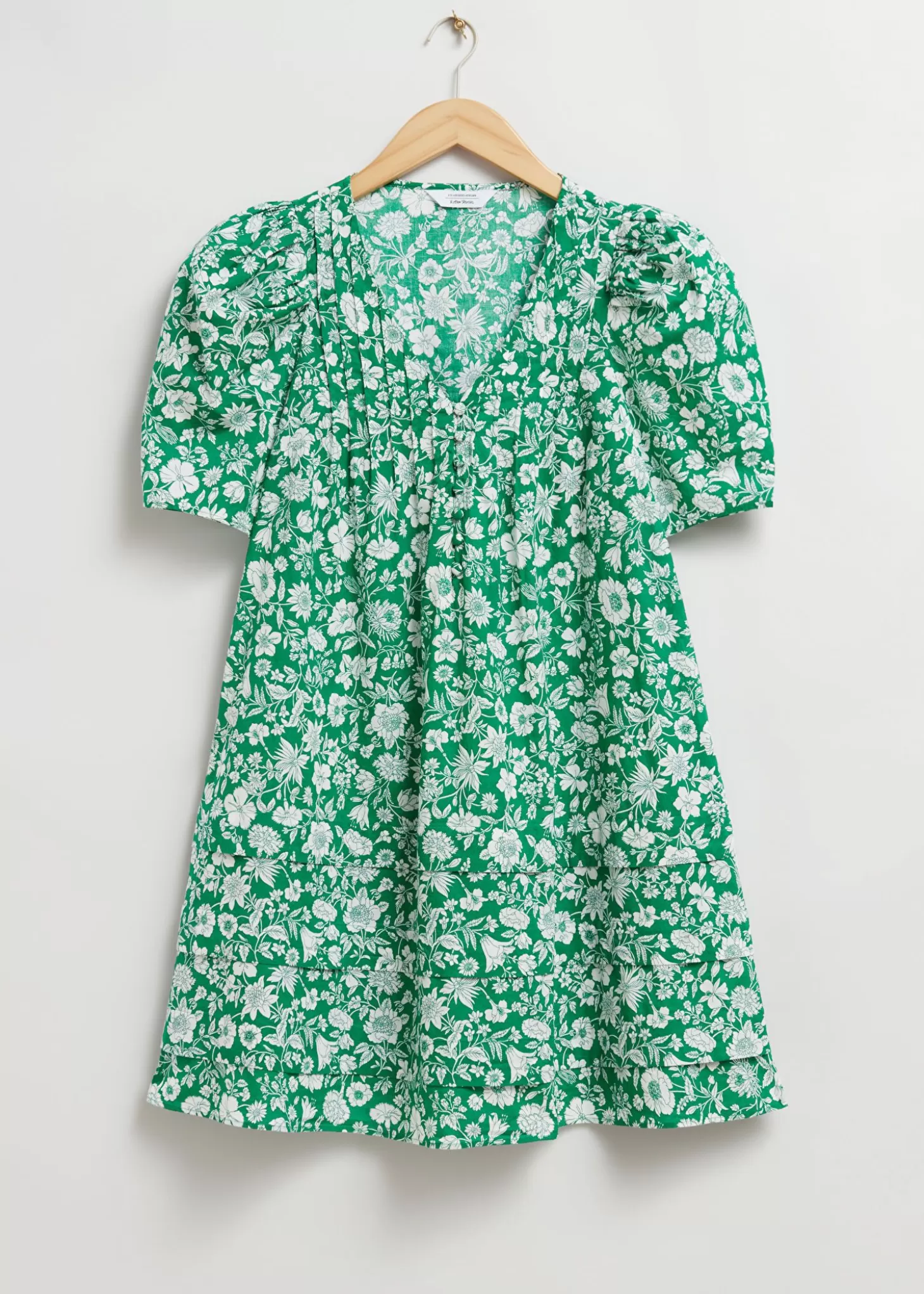 Cheap & Other Stories A-Line Kortaermet Kjole Gront Blomsterprint