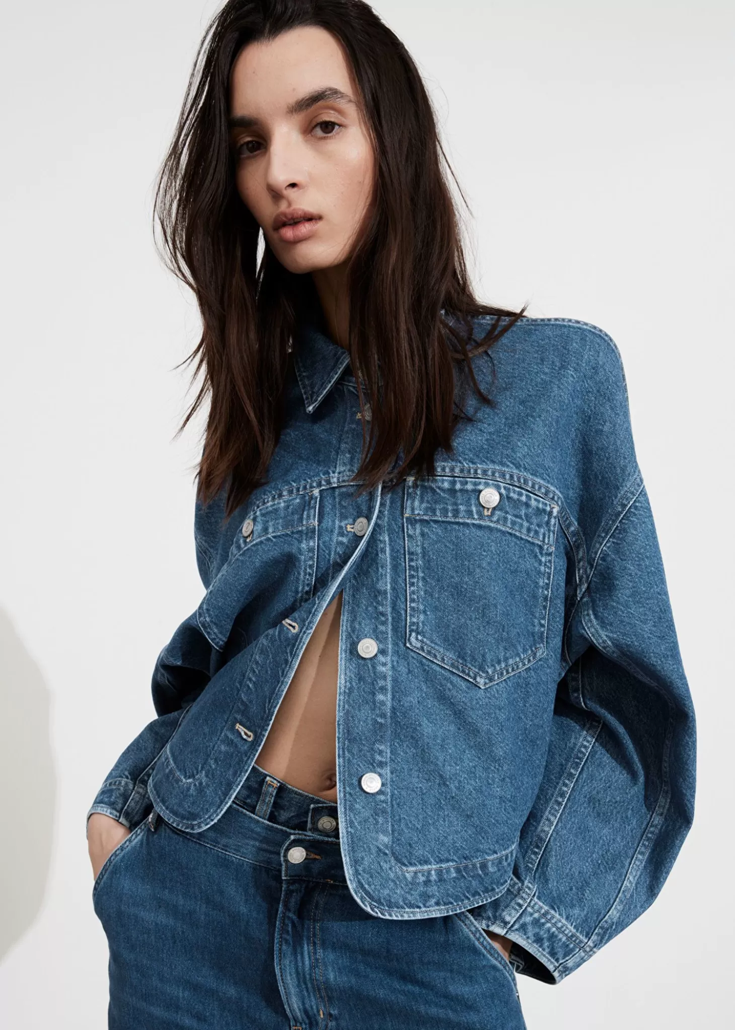 Outlet & Other Stories Boxy Denimjakke Mellem Bla