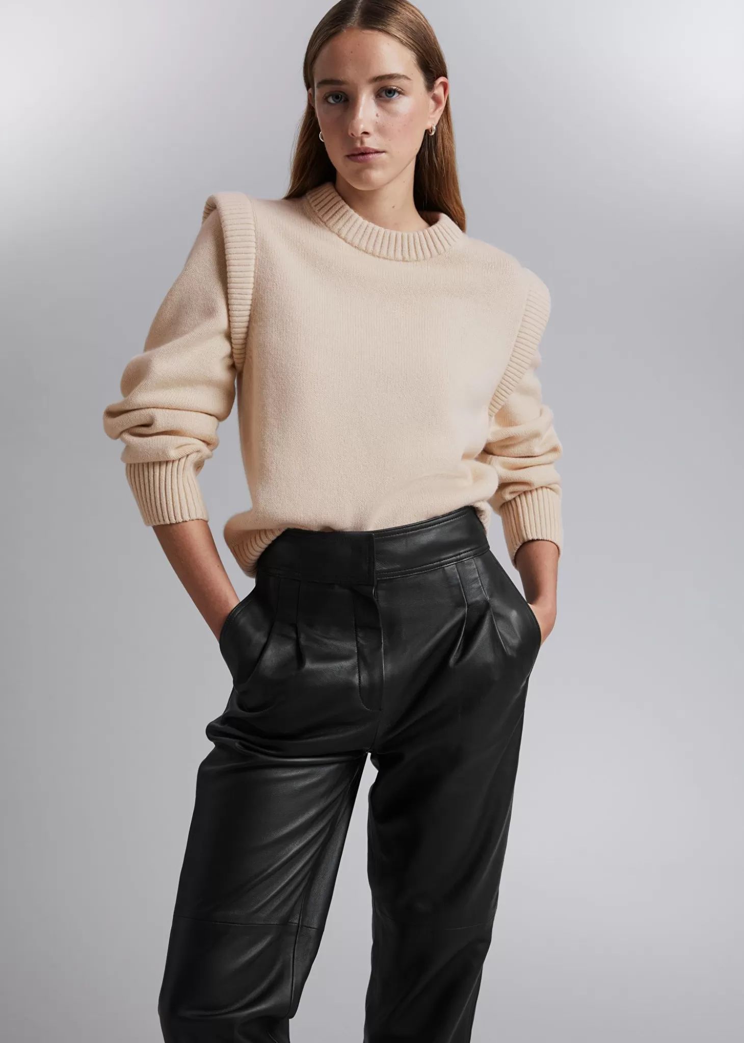 Fashion & Other Stories Merino Jumper Med Forlaenget Skulder Beige