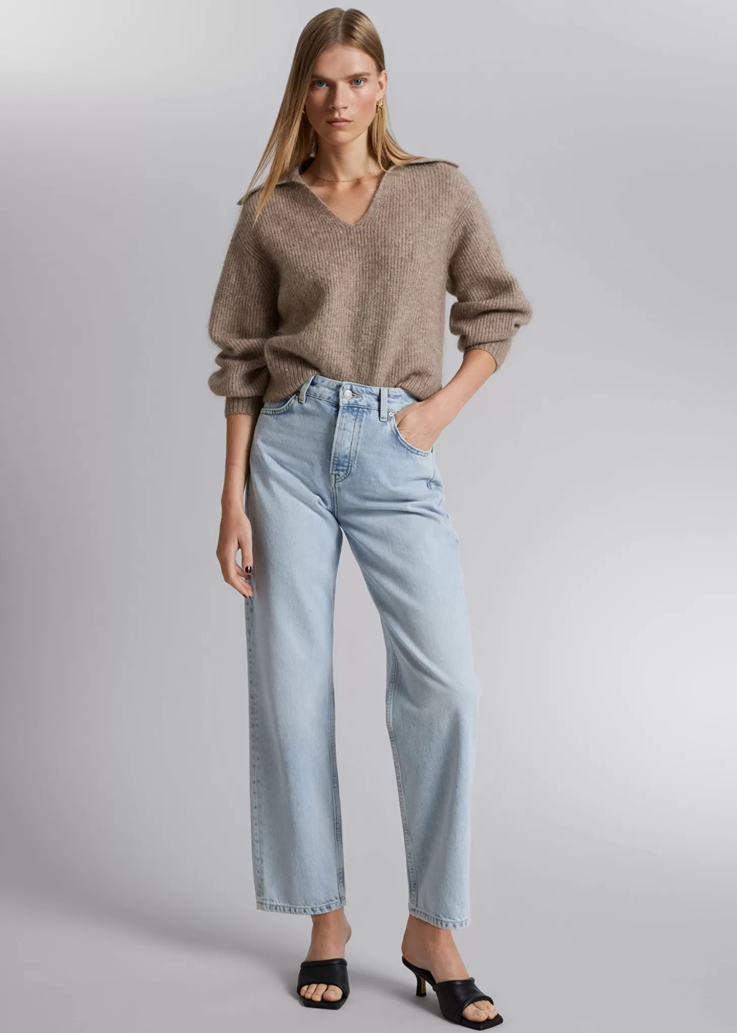 Fashion & Other Stories Mohair Striktroje Brun Melange