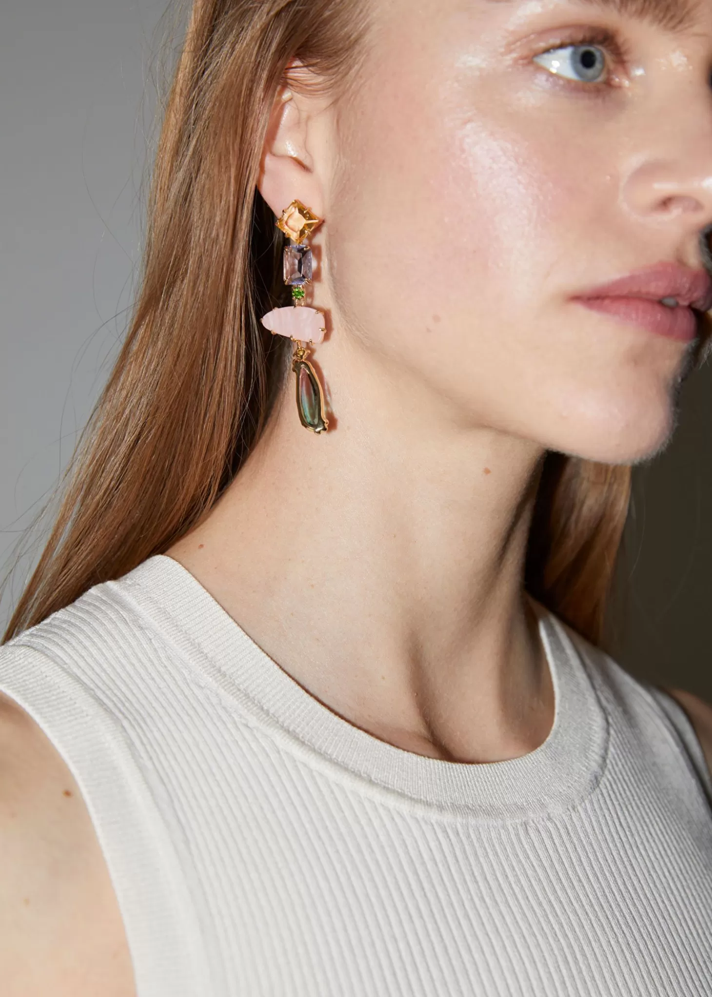 Best & Other Stories Rainbow Rhinestone Haengende Oreringe Multi Regnbue