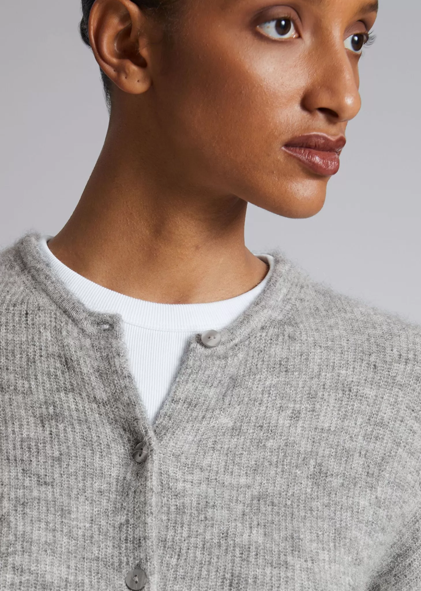 Fashion & Other Stories Strikket Cardigan Gra Melange