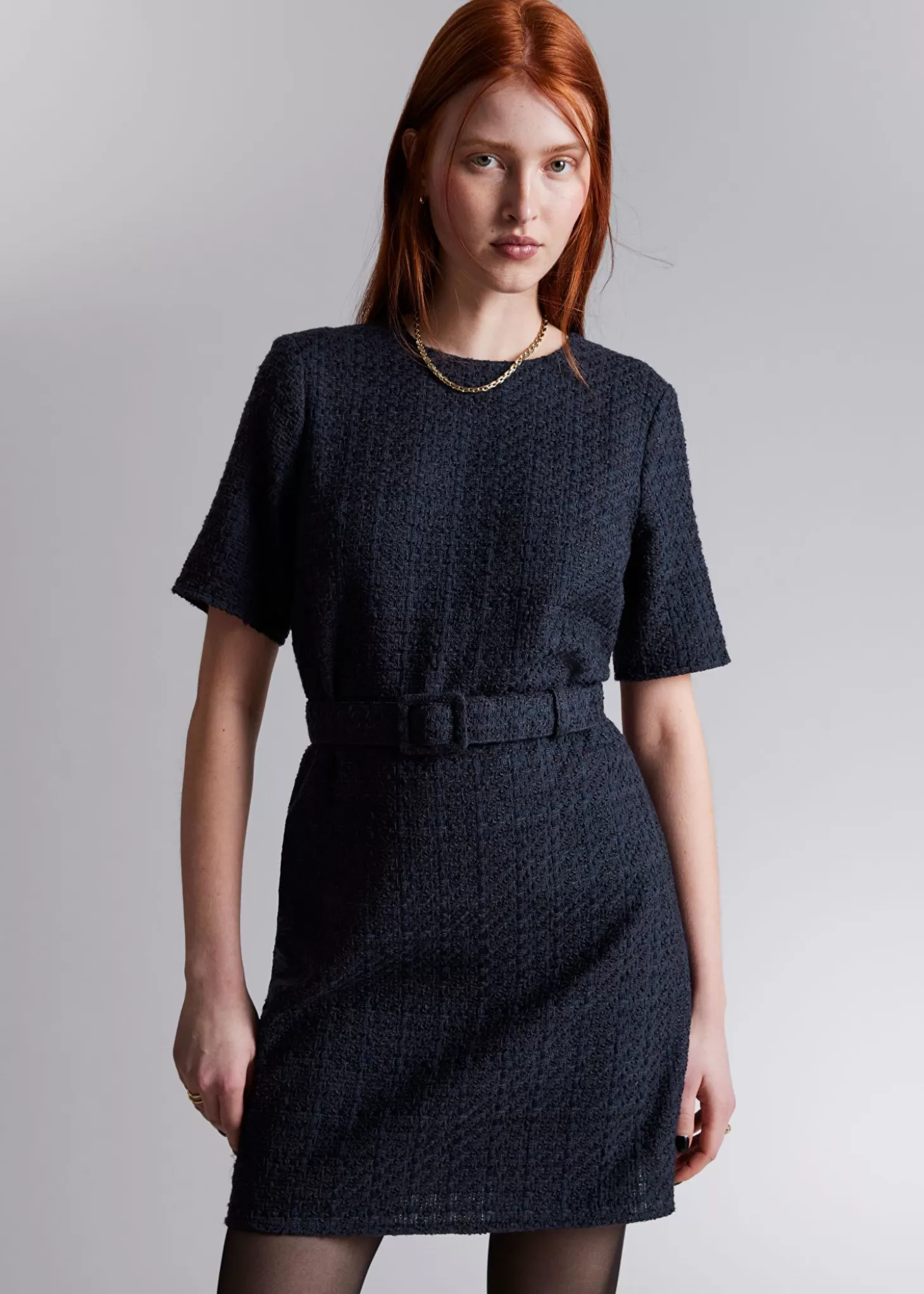 Best & Other Stories Tweed Minikjole Med Baelte Morkebla Tweed