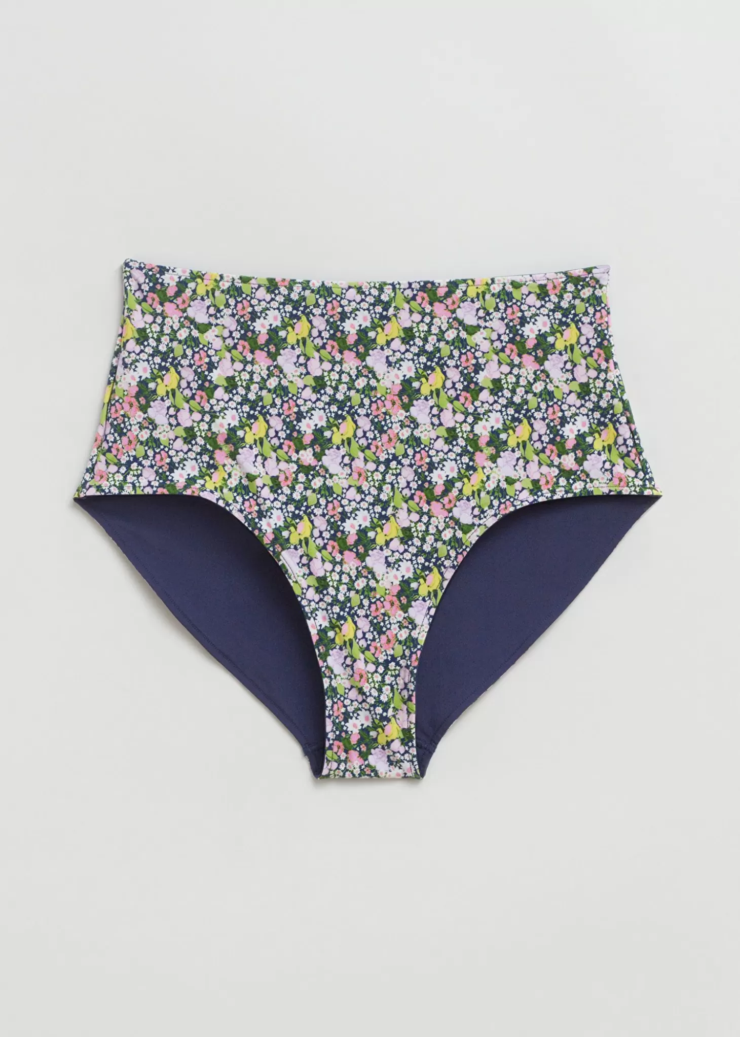 Fashion & Other Stories Vendbar Bikiniunderdel Med Hoj Talje Morkebla/Blomstret